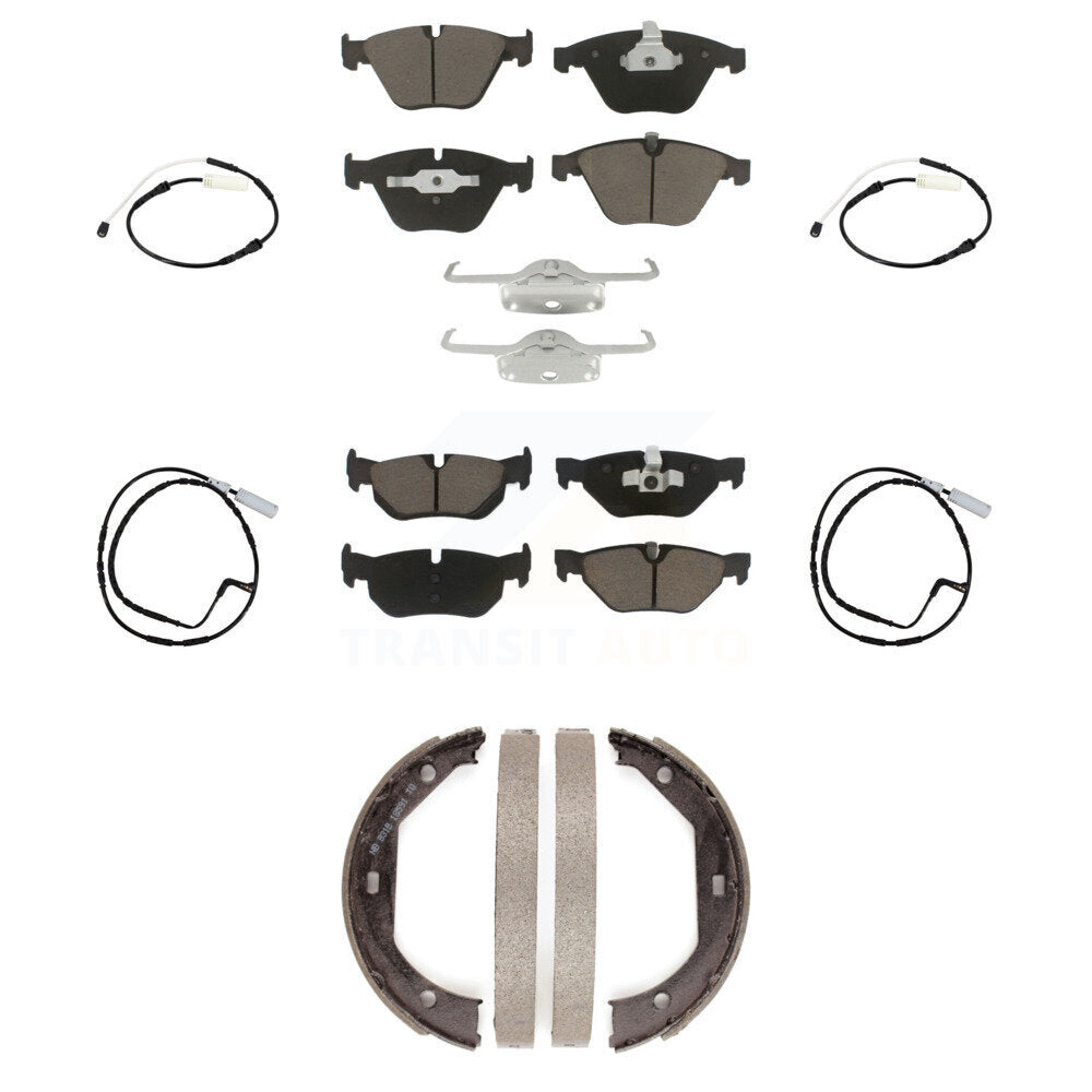 Front Rear Ceramic Disc Brake Pads And Wear Sensors Kit (7Pc) For BMW 328i KCW-101053