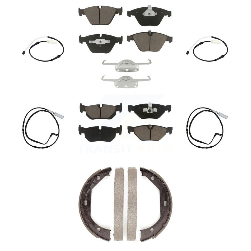 Front Rear Ceramic Disc Brake Pads And Wear Sensors Kit (7Pc) For BMW 328i KCW-101053