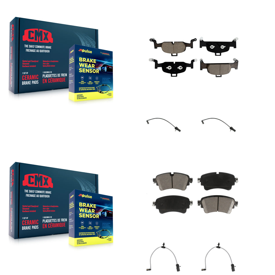 Front Rear Ceramic Disc Brake Pads And Wear Sensors Kit For Audi A6 Quattro 2.0L KCW-101073