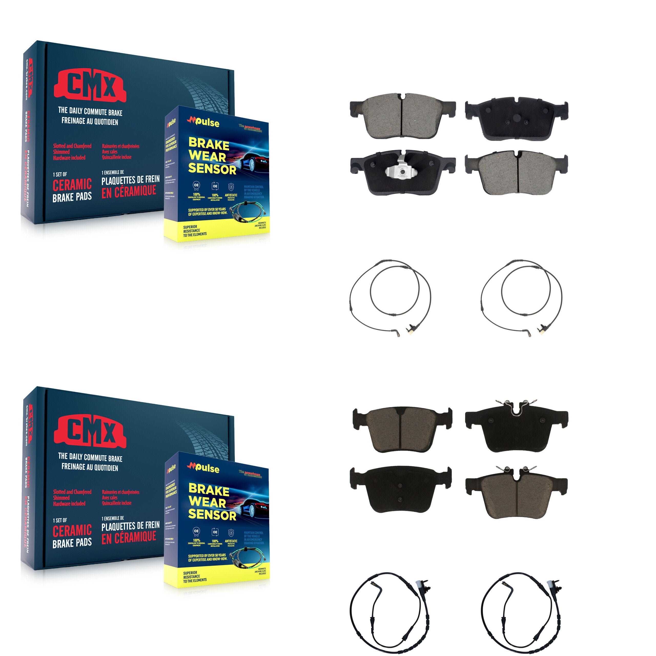 Front Rear Ceramic Brake Pads & Wear Sensor Kit For 2024 Land Rover Range Velar 2.0L 3.0L KCW-101074