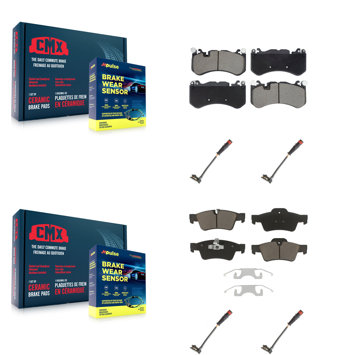 Front Rear Ceramic Disc Brake Pads And Wear Sensors Kit For Mercedes-Benz G63 AMG KCW-101079