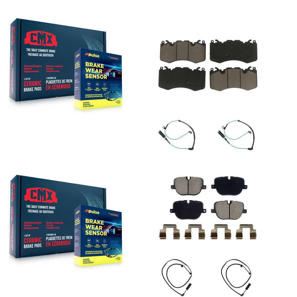 Front Rear Ceramic Disc Brake Pads And Wear Sensors Kit For Land Rover Range KCW-101083
