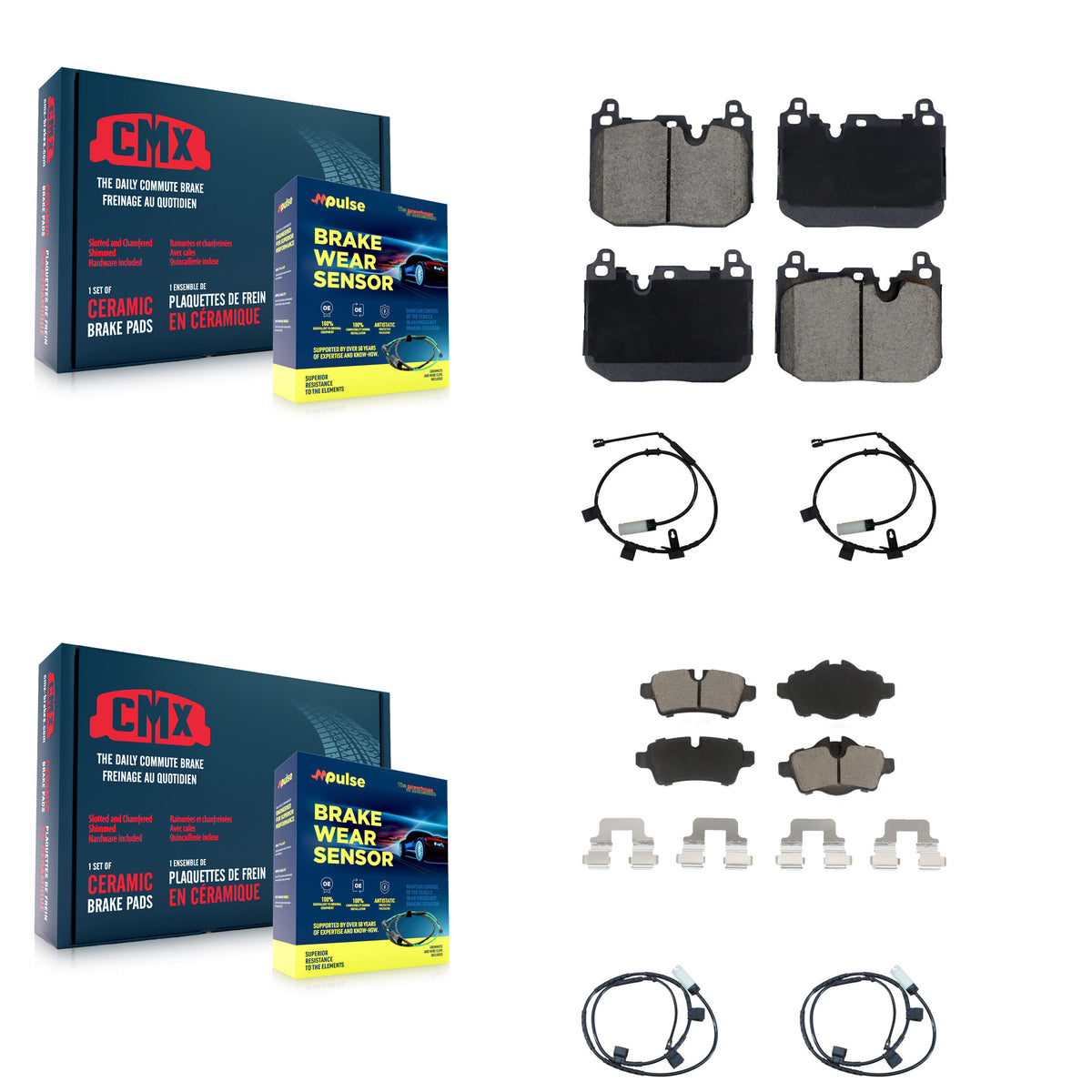 Front Rear Ceramic Disc Brake Pads And Wear Sensors Kit For Mini Cooper KCW-101085