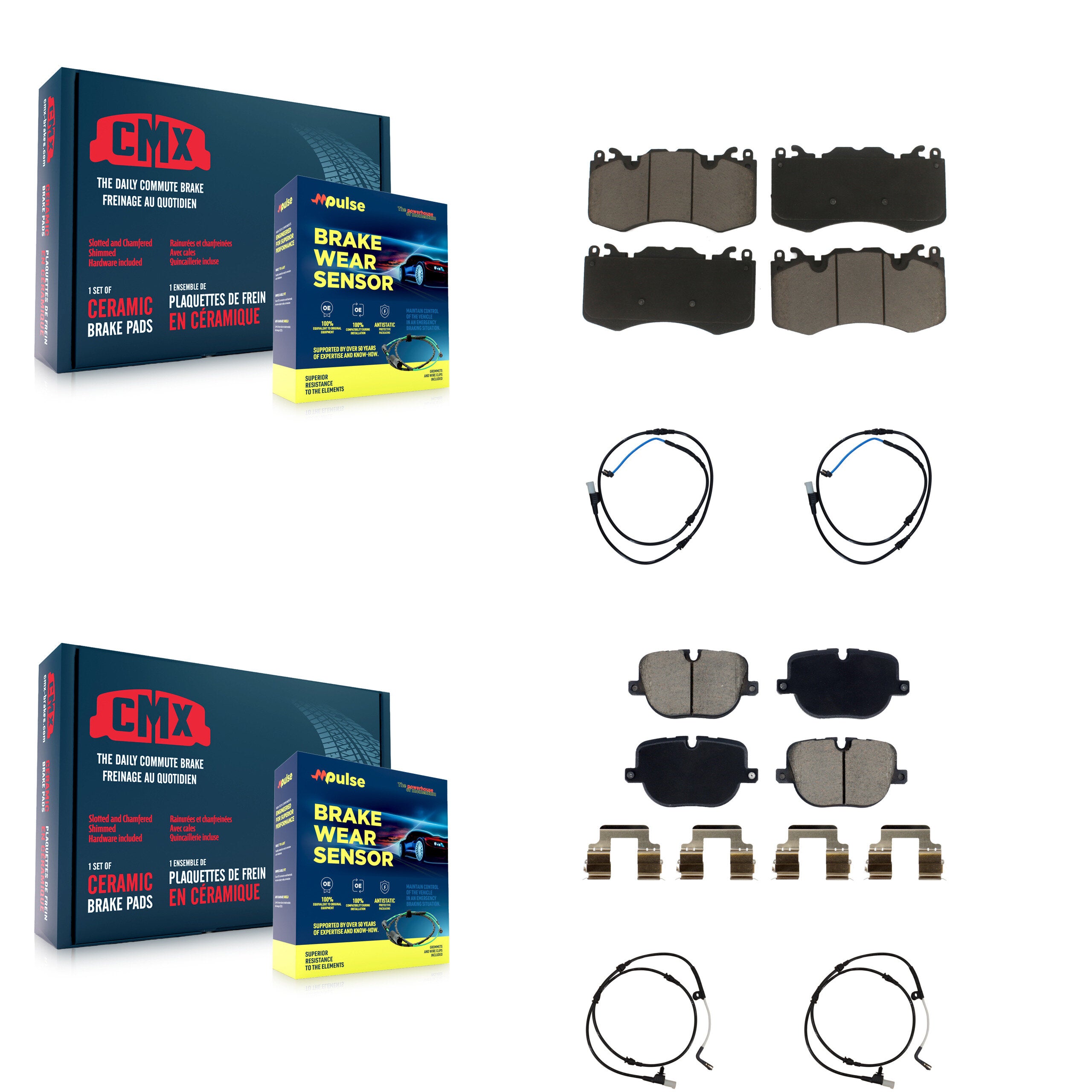 Front Rear Ceramic Brake Pads Wear Sensor Kit For Land Rover Range Sport with 380mm Rotor KCW-101091