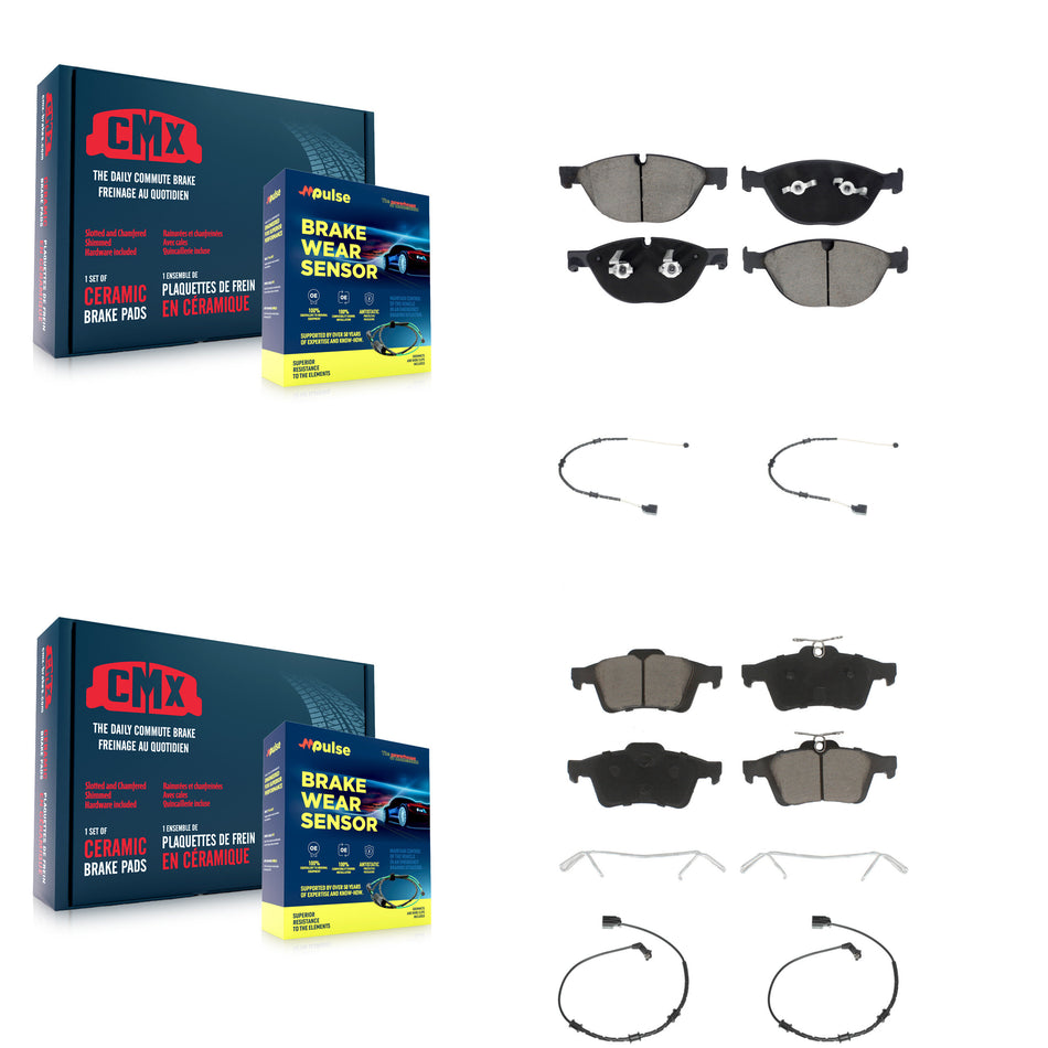 Front Rear Ceramic Brake Pad Wear Sensor Kit For 2014 Jaguar XJ L Portfolio with RWD 5.0L KCW-101092