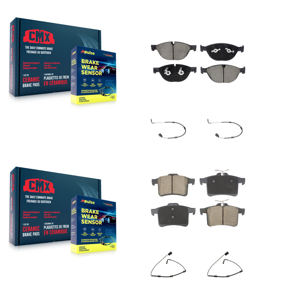 Front Rear Ceramic Disc Brake Pads And Wear Sensor Kit For Jaguar XJ XJR From VIN #V90866 KCW-101100