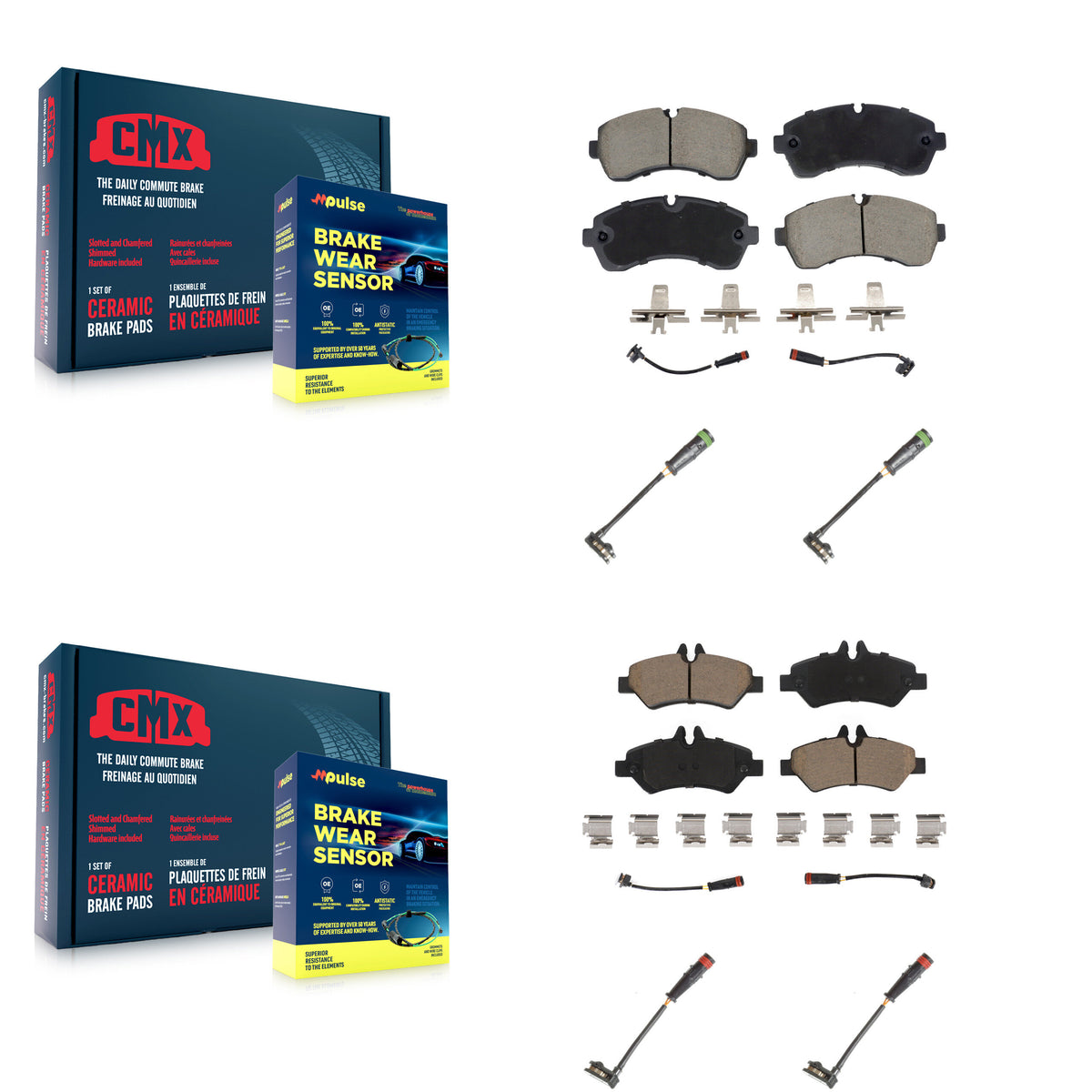 Front Rear Ceramic Disc Brake Pad & Extra Wear Sensor Kit For Mercedes-Benz Sprinter 3500 KCW-101108