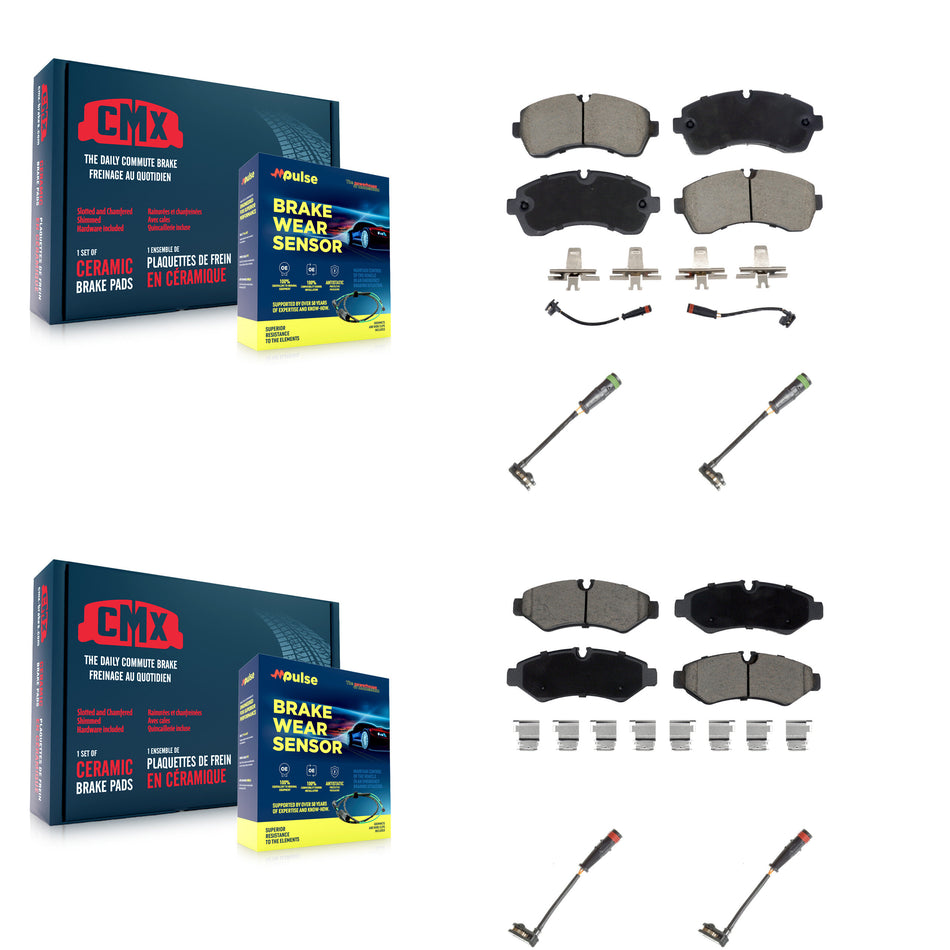 Front Rear Ceramic Brake Pad & Extra Wear Sensor Kit For Mercedes-Benz Sprinter 2500 1500 KCW-101110