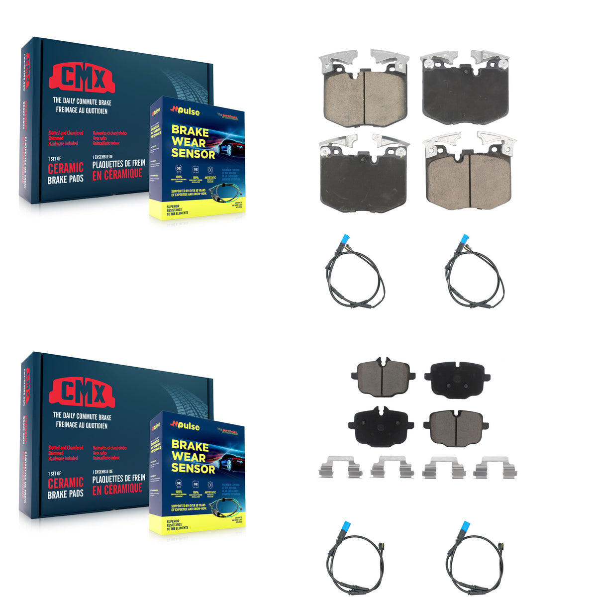 Front Rear Ceramic Disc Brake Pads And Wear Sensors Kit For BMW X3 KCW-101112