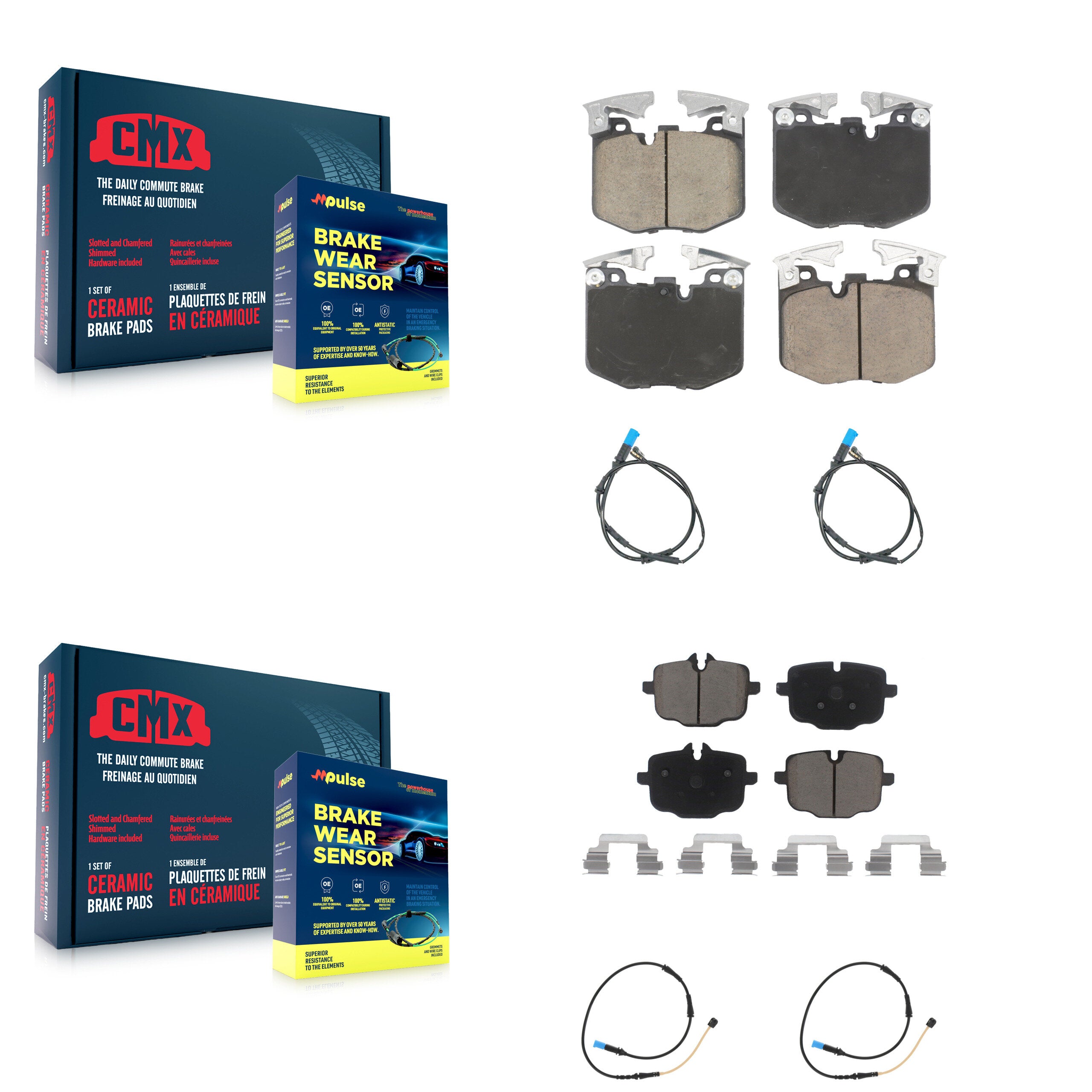 Front Rear Ceramic Disc Brake Pads And Wear Sensors Kit For BMW X4 KCW-101113