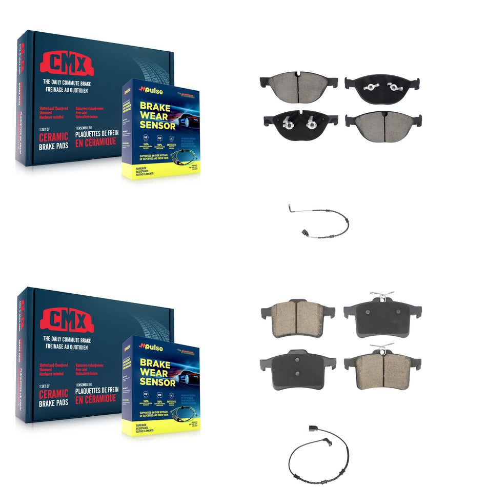Front Rear Ceramic Disc Brake Pads And Wear Sensor Kit For Jaguar XF XJ XFR XKR XFR-S XJR KCW-101117