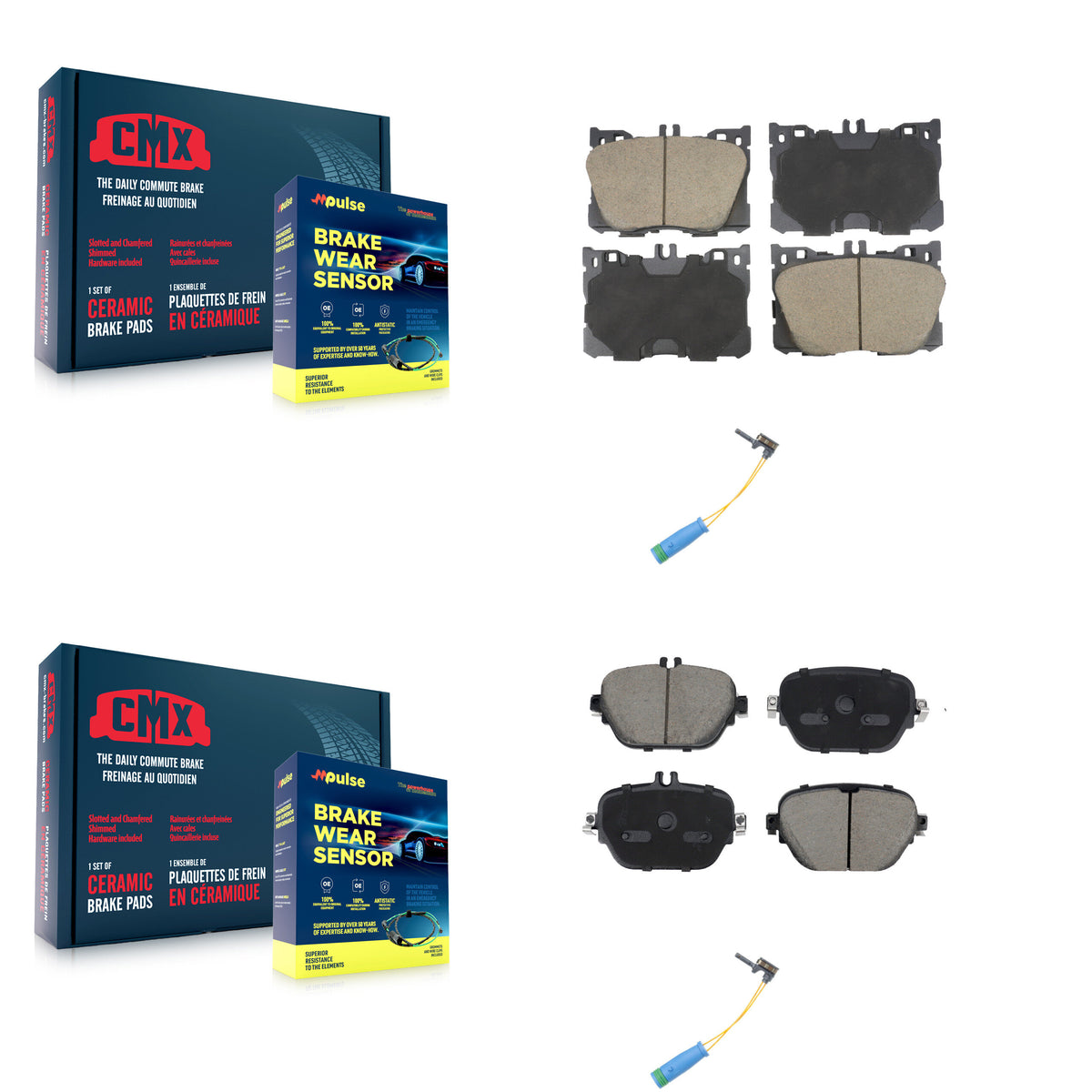 Front Rear Ceramic Disc Brake Pad Wear Sensor Kit For Mercedes-Benz E450 E400 E43 AMG E53 KCW-101124