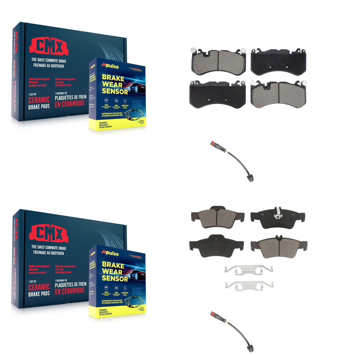Front Rear Ceramic Disc Brake Pads And Wear Sensors Kit For Mercedes-Benz SL63 AMG SL65 KCW-101127