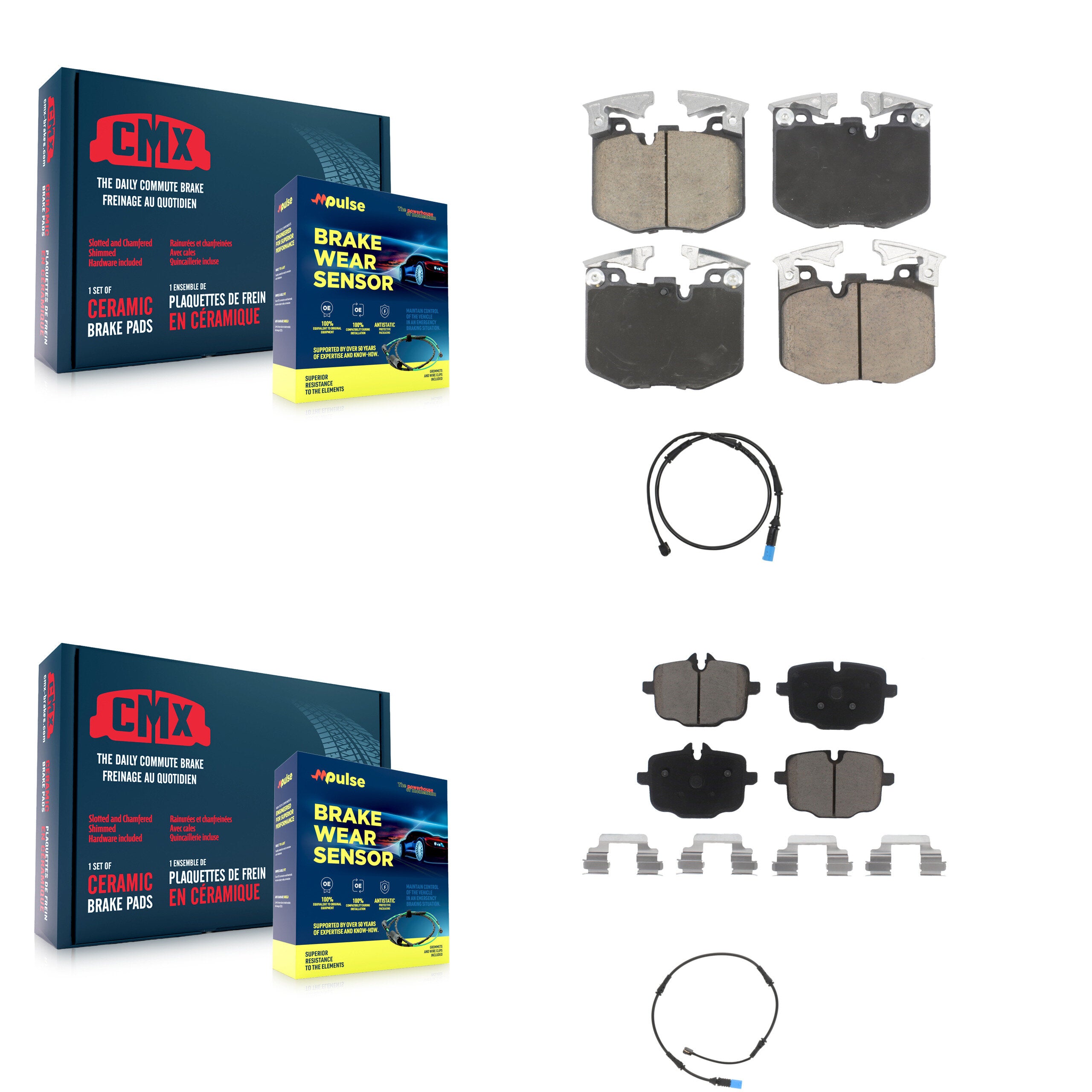 Front Rear Ceramic Disc Brake Pads And Wear Sensors Kit For BMW X5 X7 KCW-101136