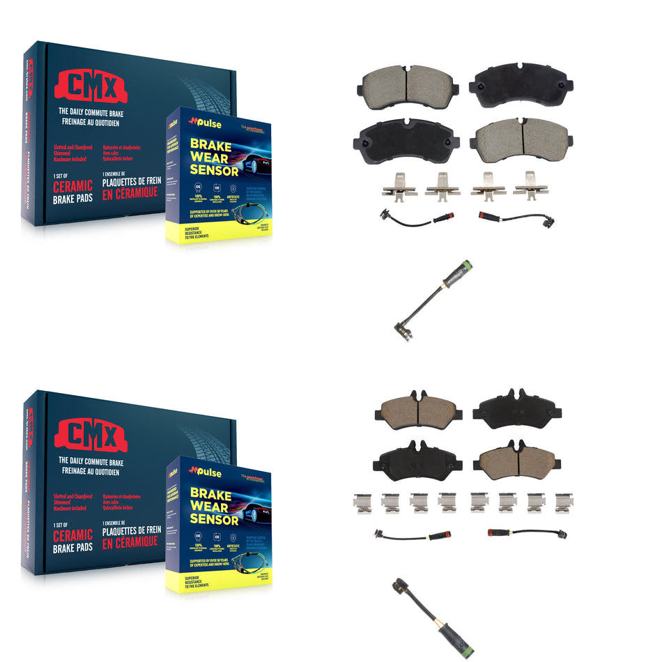 Front Rear Ceramic Disc Brake Pad & Extra Wear Sensor Kit For Mercedes-Benz Sprinter 3500 KCW-101146