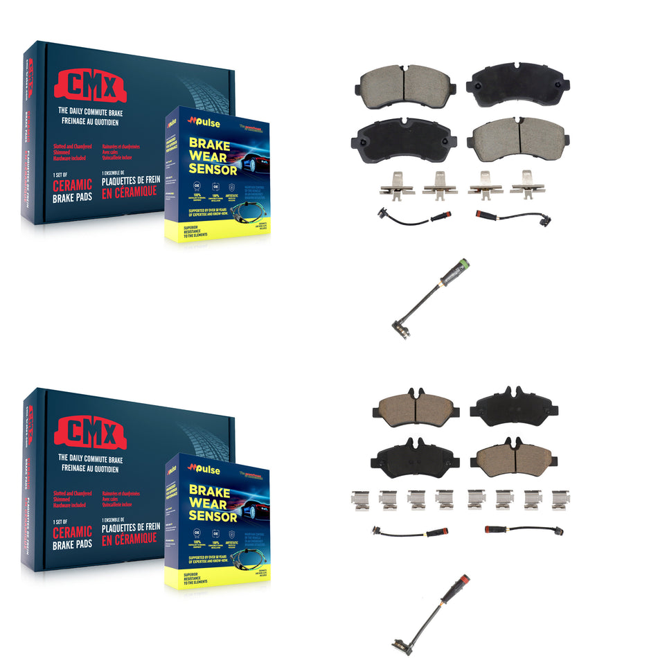 Front Rear Ceramic Disc Brake Pad & Extra Wear Sensor Kit For Mercedes-Benz Sprinter 3500 KCW-101147