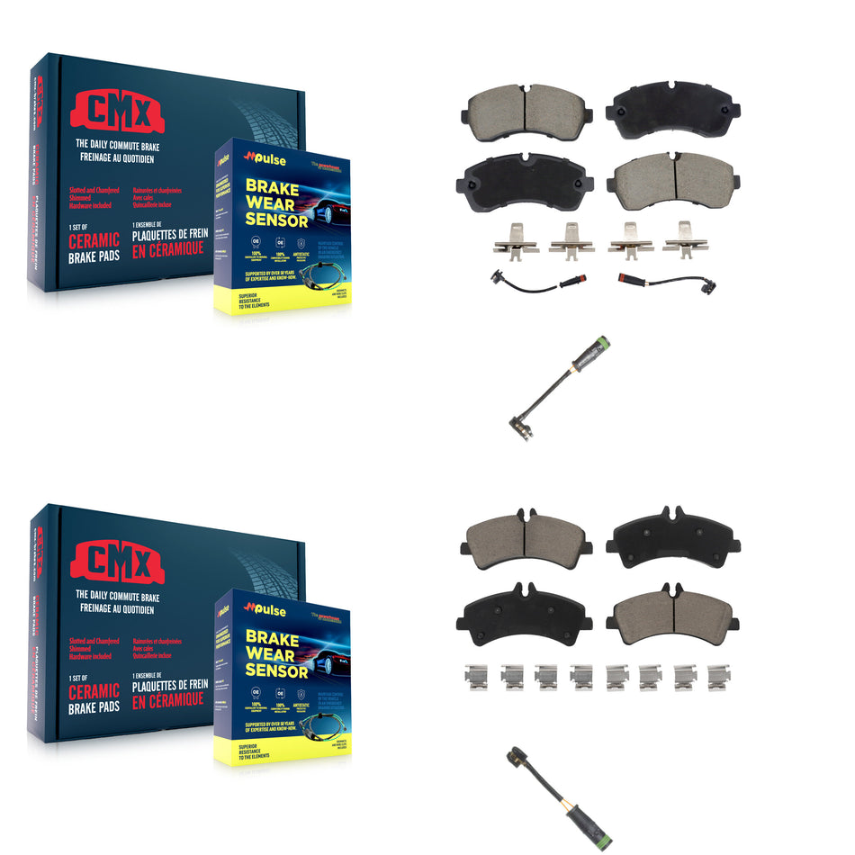 Front Rear Ceramic Brake Pad Extra Wear Sensor Kit For Mercedes-Benz Sprinter 3500 3500XD KCW-101148