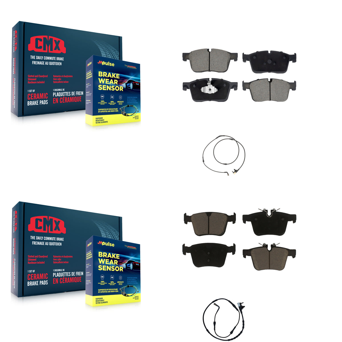 Front Rear Ceramic Brake Pads & Wear Sensor Kit For 2024 Land Rover Range Velar 2.0L 3.0L KCW-101153
