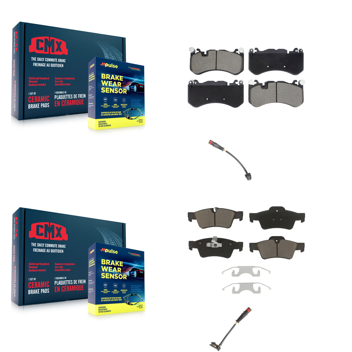 Front Rear Ceramic Disc Brake Pads And Wear Sensors Kit For Mercedes-Benz G63 AMG G65 KCW-101154