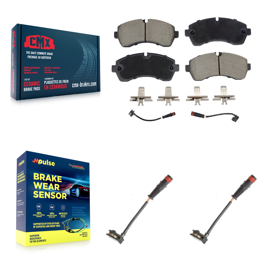 Front Ceramic Brake Pad & Extra Wear Sensor Pair Kit For Mercedes-Benz Sprinter 2500 3500 KCW-101161
