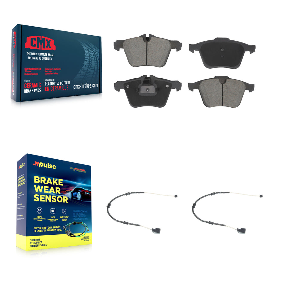Front Ceramic Disc Brake Pads And Wear Sensor Pairs Kit For Jaguar XJ F-Type XK KCW-101171