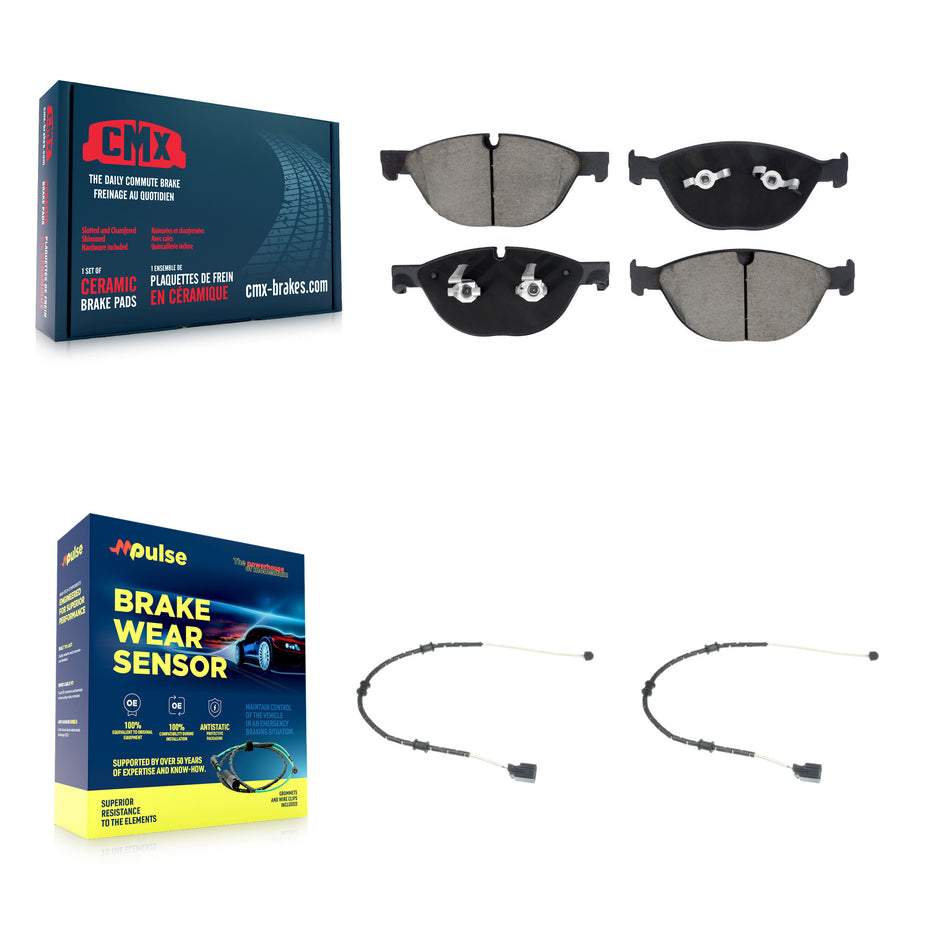 Front Ceramic Disc Brake Pads And Wear Sensor Pairs Kit For Jaguar XJ F-Type KCW-101172