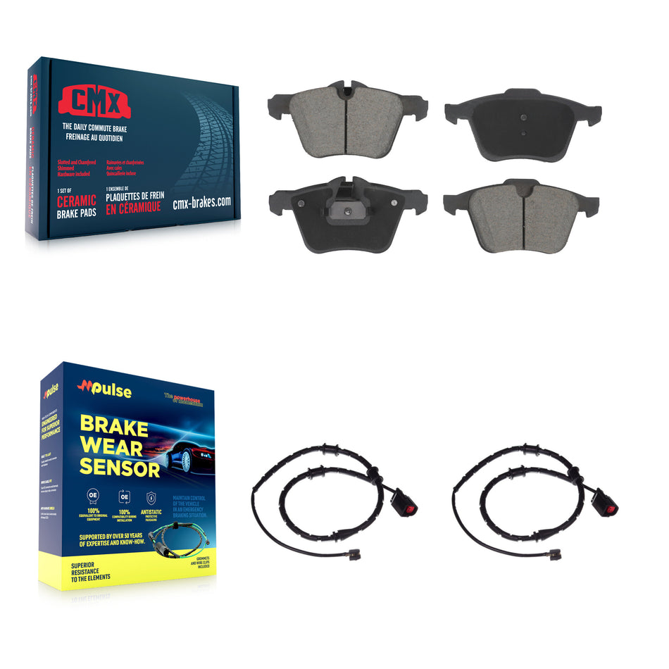 Front Ceramic Disc Brake Pads And Wear Sensor Pairs Kit For Jaguar XJ KCW-101173