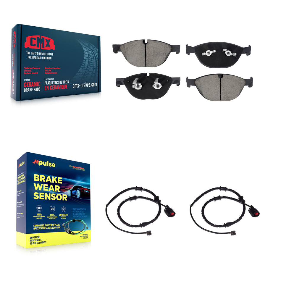 Front Ceramic Brake Pad Wear Sensor Pair Kit For Jaguar XJ AWD with 5.0L Disc rear brakes KCW-101174