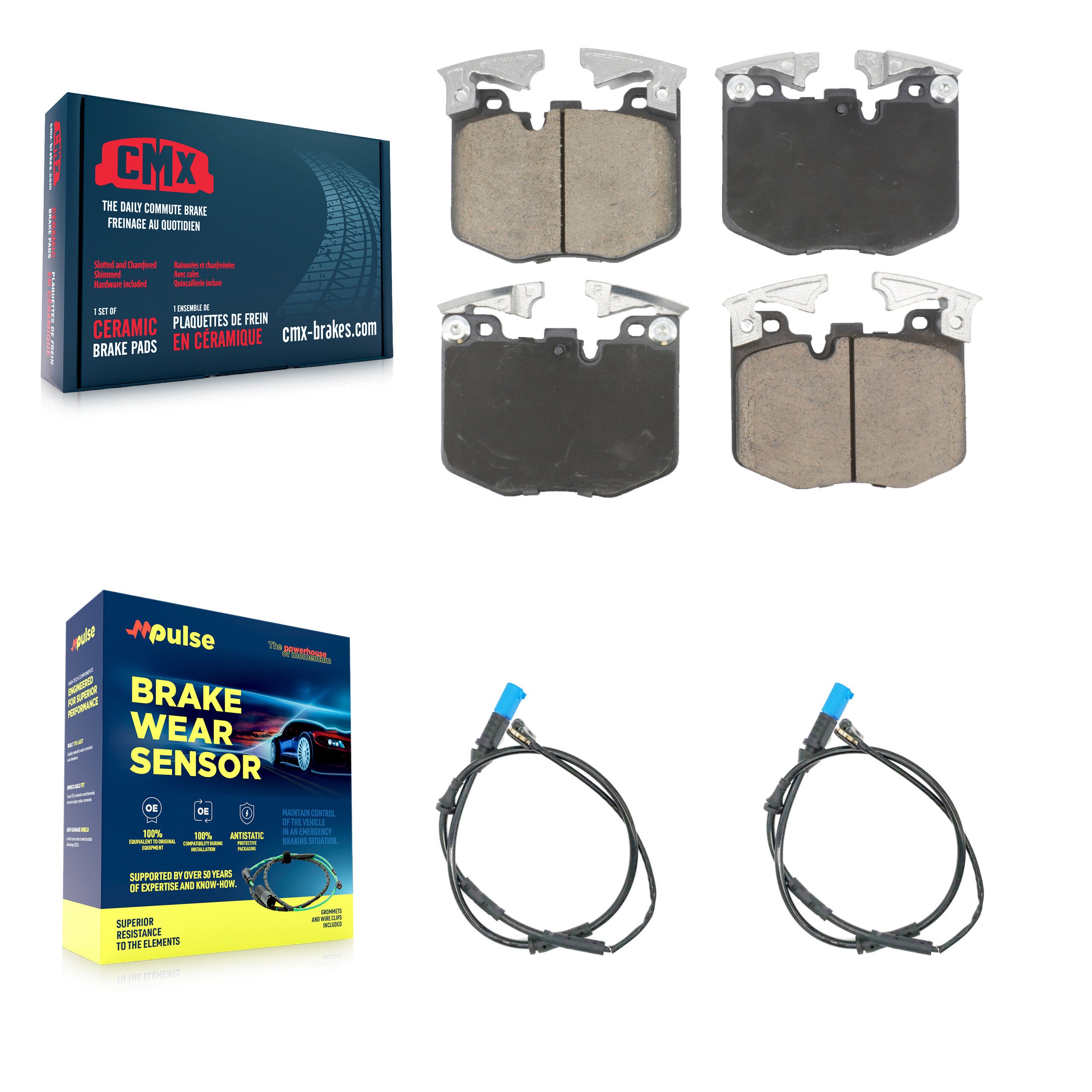 Front Ceramic Disc Brake Pads And Wear Sensor Pairs Kit For BMW X3 X4 KCW-101176