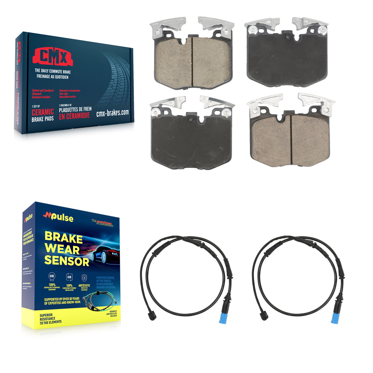 Front Ceramic Disc Brake Pads And Wear Sensor Pairs Kit For BMW X5 X7 KCW-101178