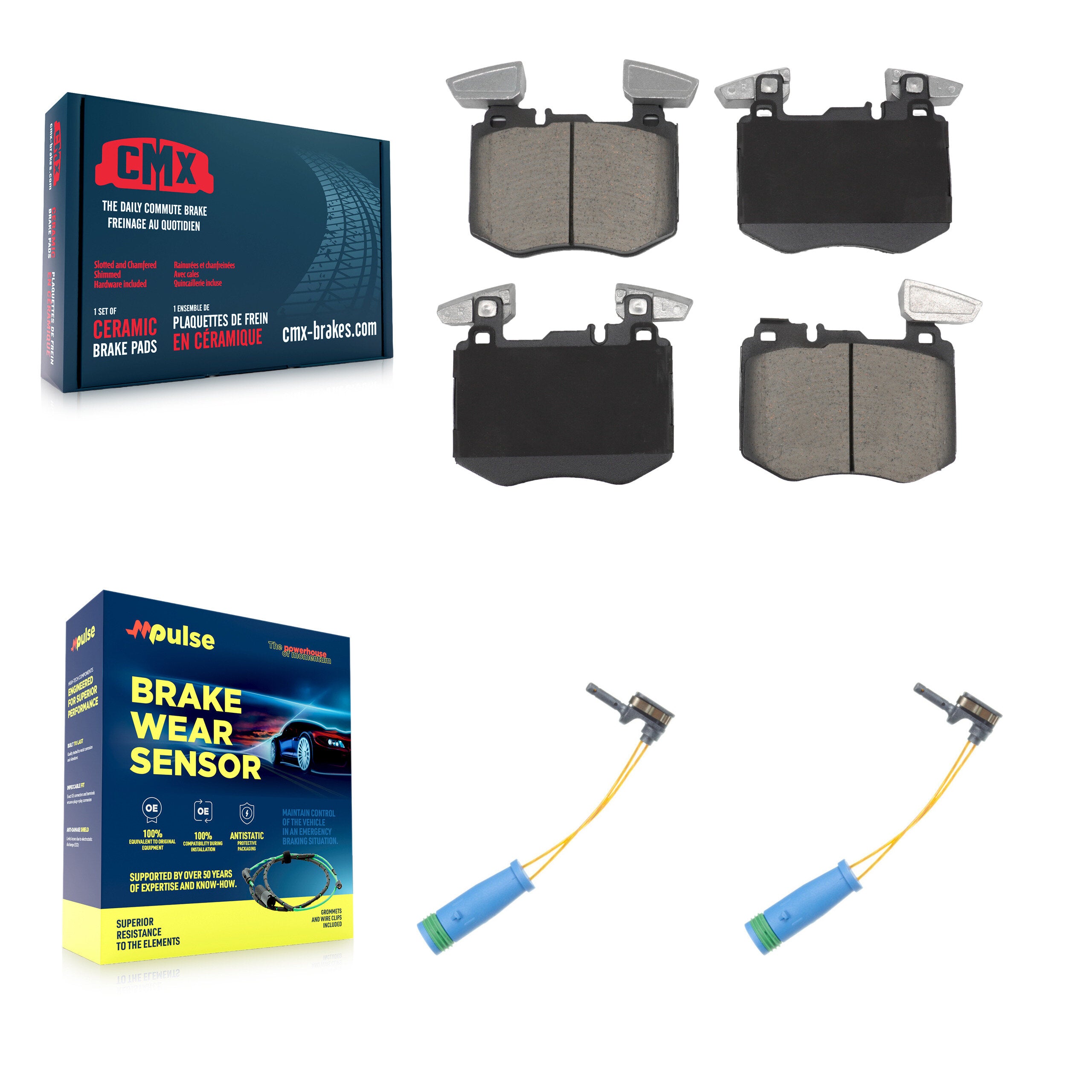 Front Ceramic Disc Brake Pads And Wear Sensor Pairs Kit For Mercedes-Benz GLC300 KCW-101185
