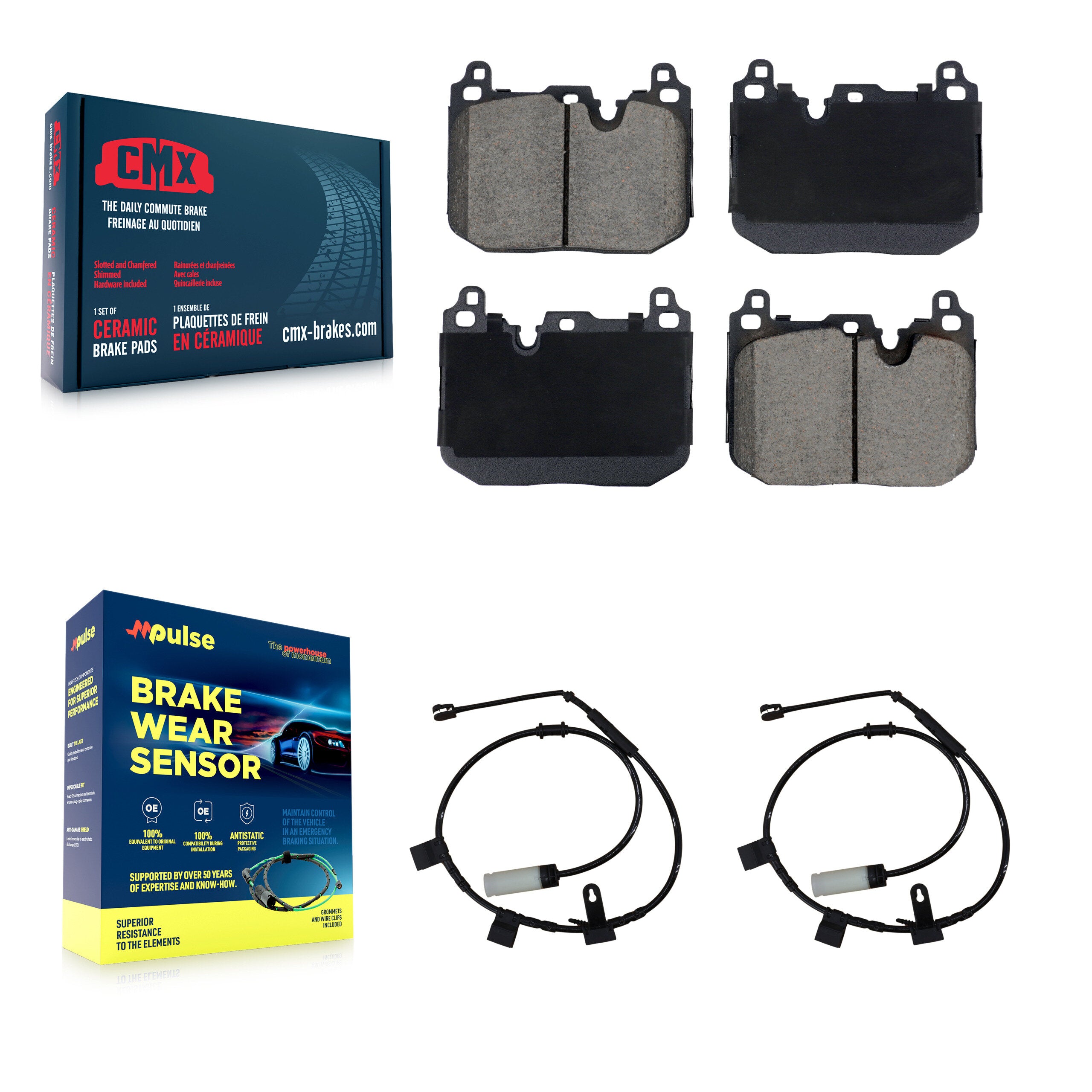 Front Ceramic Disc Brake Pads And Wear Sensor Pairs Kit For Mini Cooper KCW-101189
