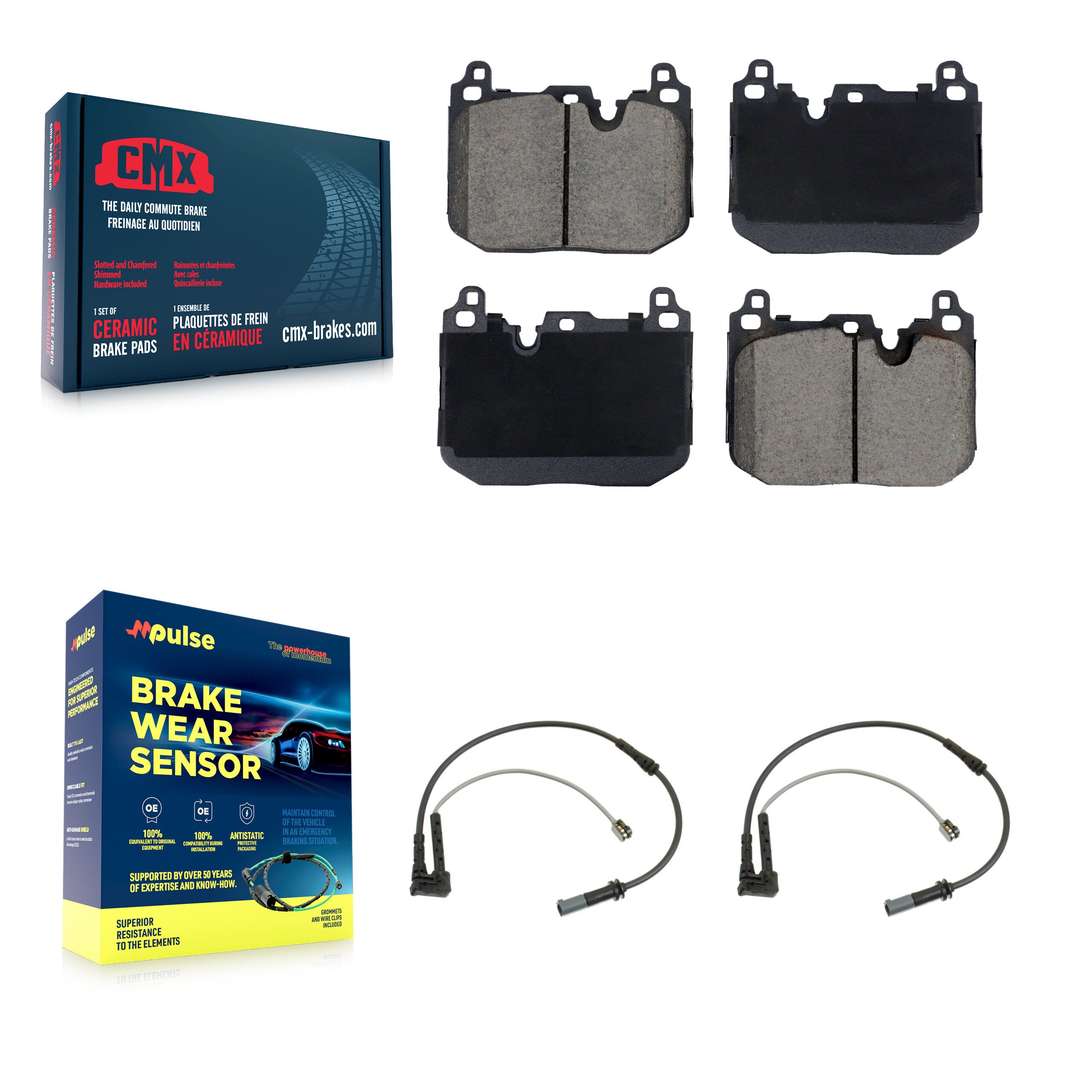 Front Ceramic Brake Pads & Wear Sensor Pair Kit For Mini Cooper Countryman BMW Clubman X2 KCW-101192