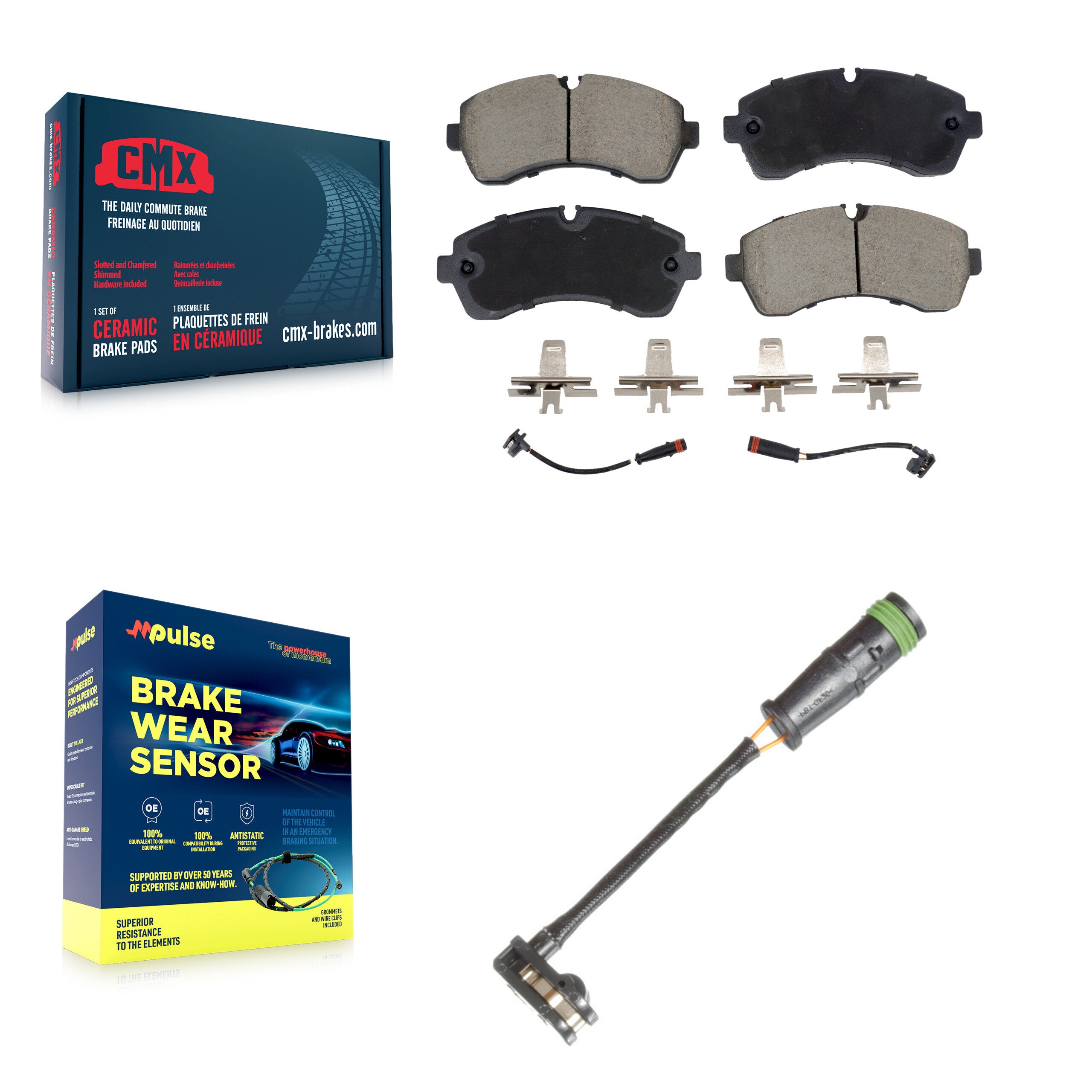 Front Ceramic Brake Pads Extra Wear Sensor Kit For Mercedes-Benz Sprinter 3500 2500 Dodge KCW-101198