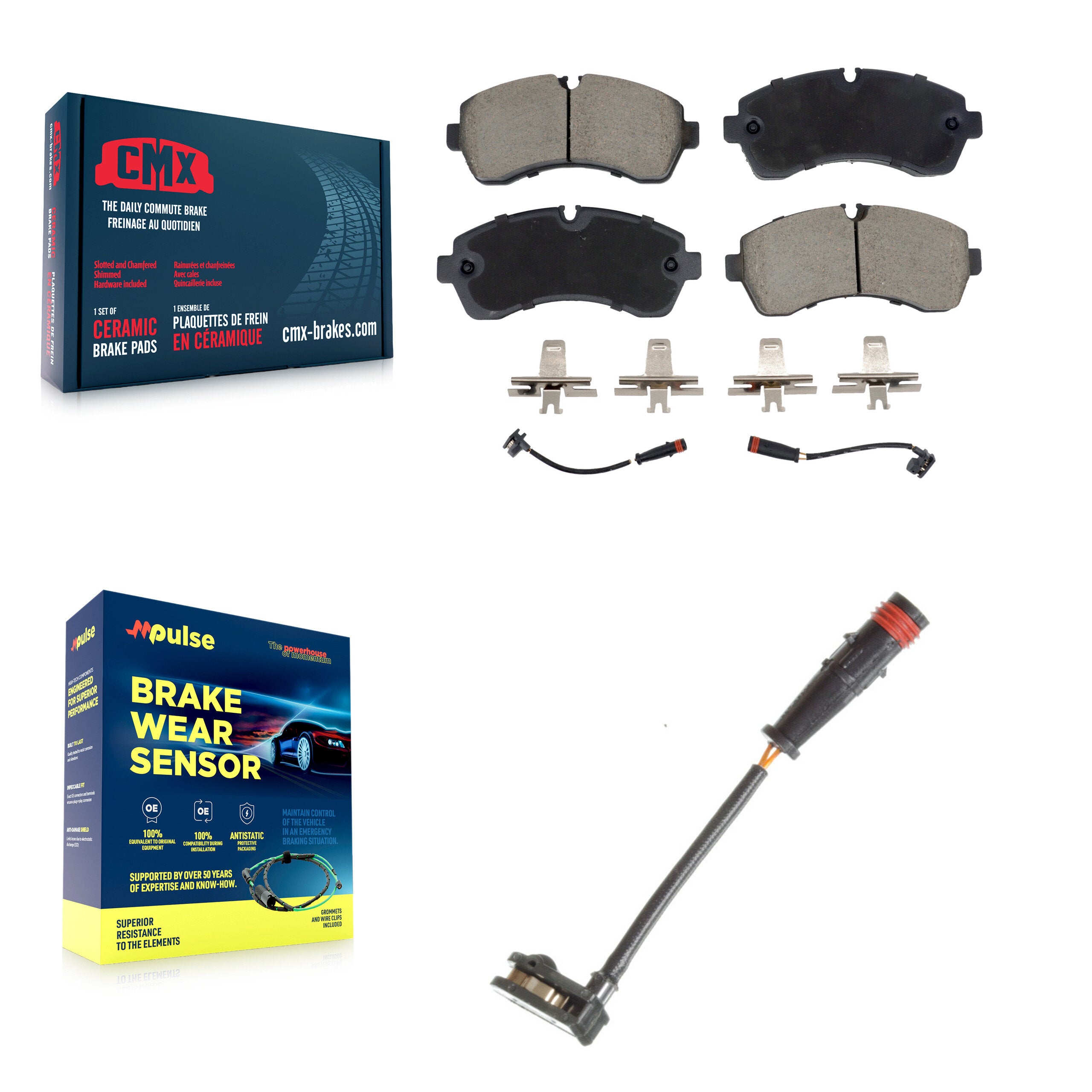 Front Ceramic Brake Pad & Extra Wear Sensor Kit For Mercedes-Benz Sprinter 2500 3500 4500 KCW-101199