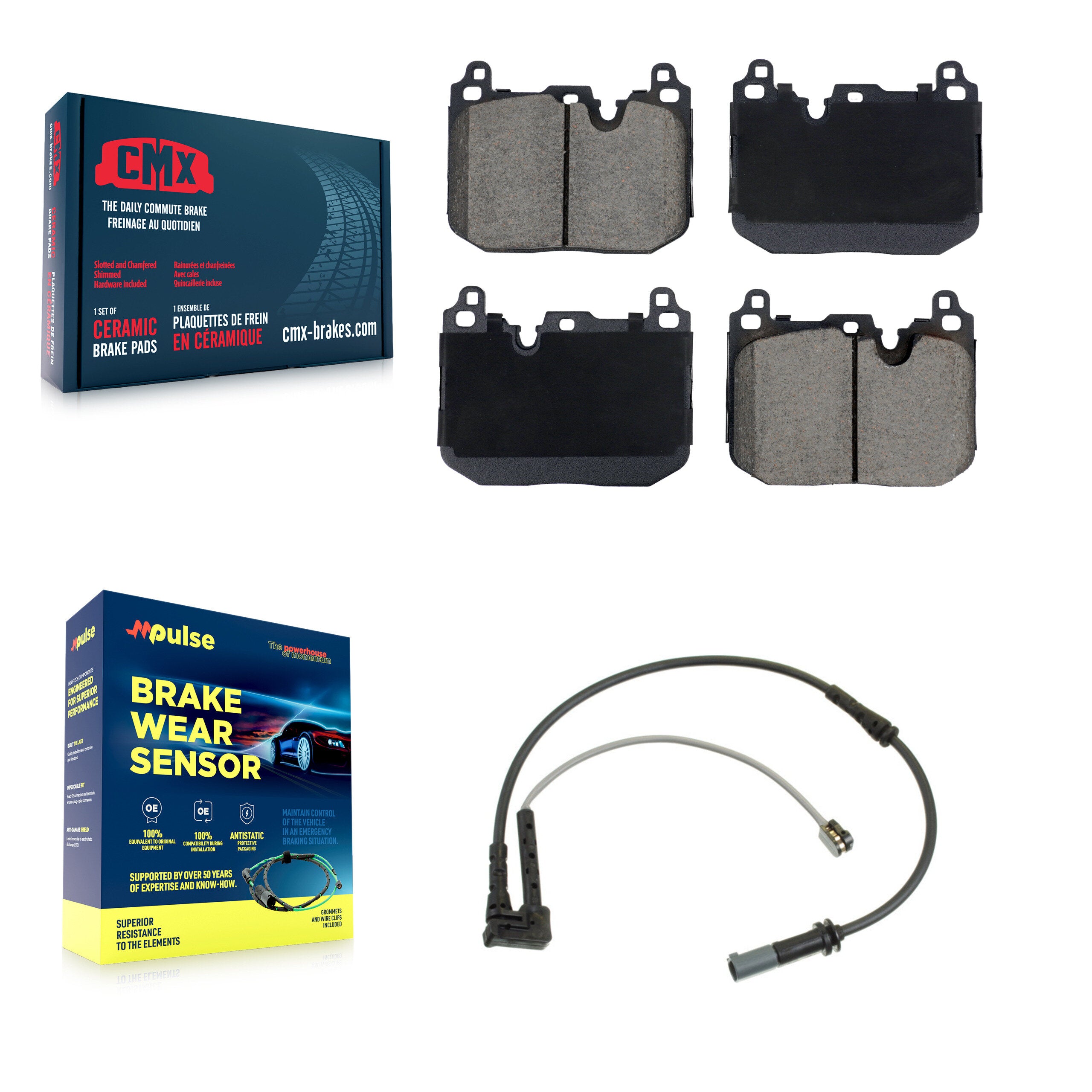 Front Ceramic Brake Pads & Wear Sensor Kit For Mini Cooper Countryman BMW Clubman X2 228i KCW-101230