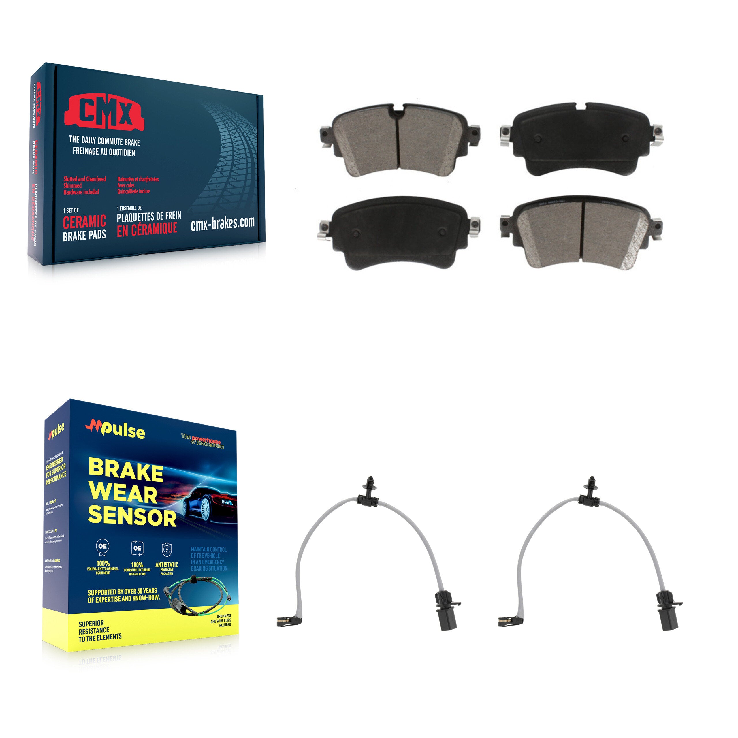 Rear Ceramic Disc Brake Pads Wear Sensor Kit For Audi Q5 SQ5 A6 Quattro A7 Sportback PHEV KCW-101236