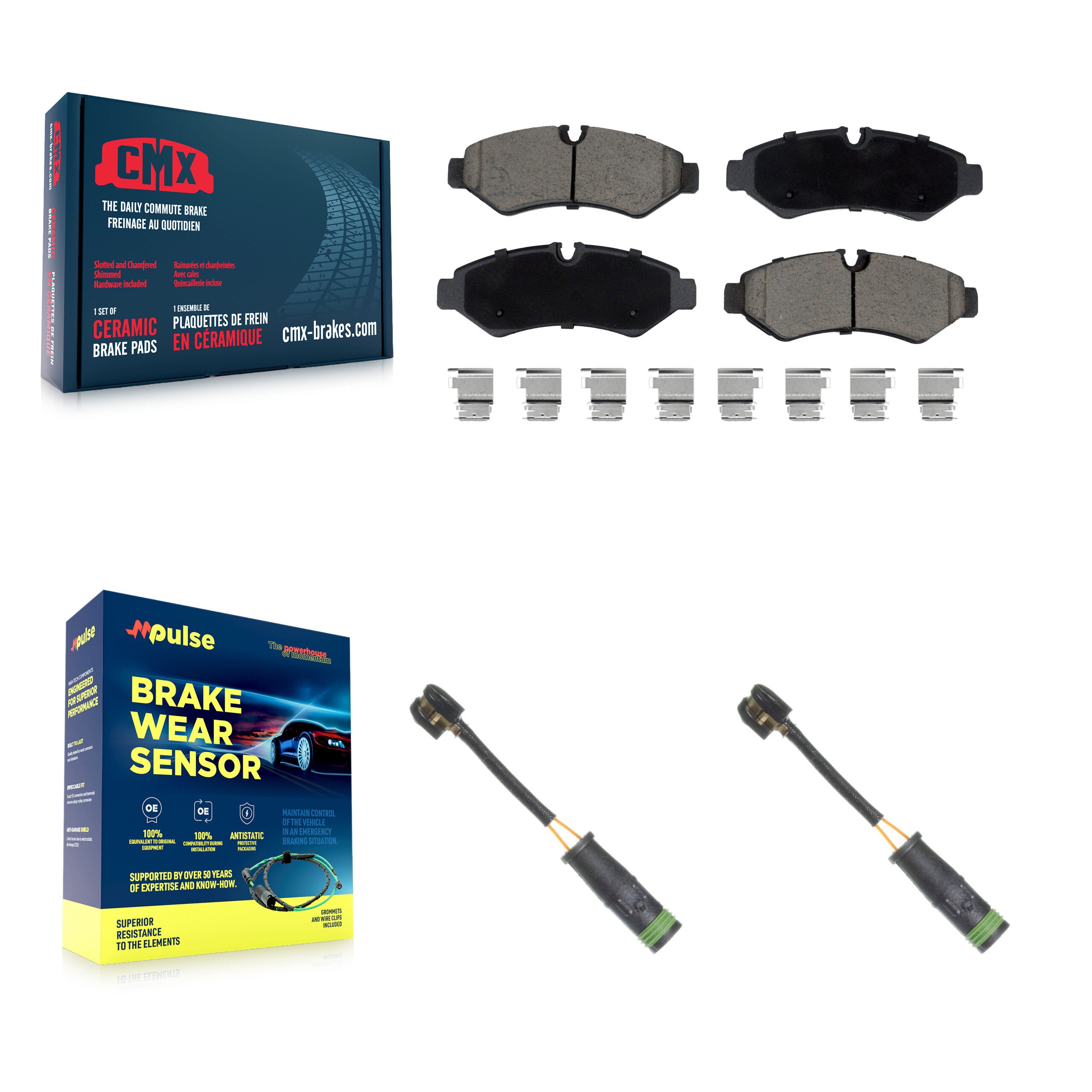 Rear Ceramic Disc Brake Pads Wear Sensor Kit For Mercedes-Benz Sprinter 4500 Freightliner KCW-101240
