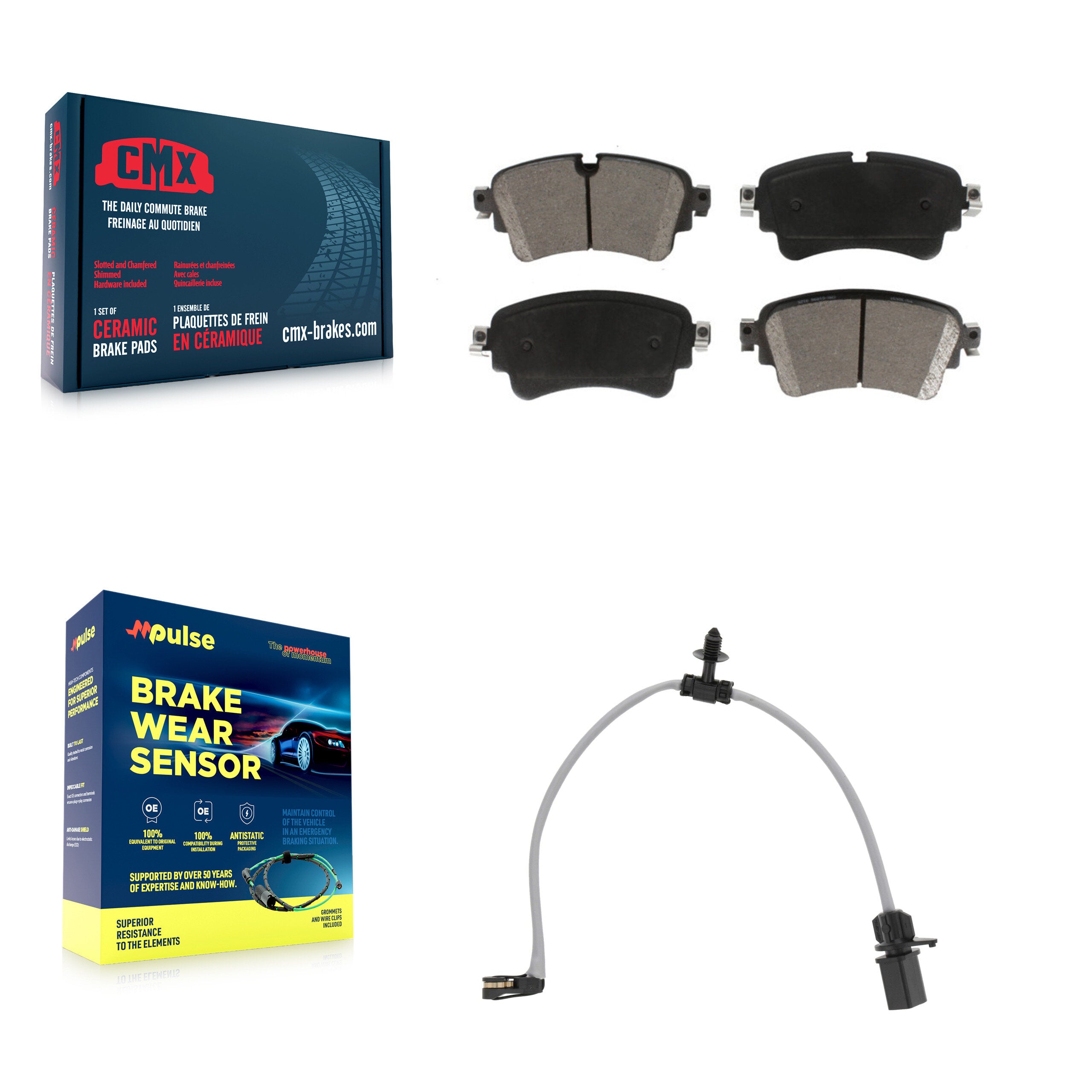 Rear Ceramic Disc Brake Pads Wear Sensor Kit For Audi Q5 SQ5 A6 Quattro A7 Sportback PHEV KCW-101252