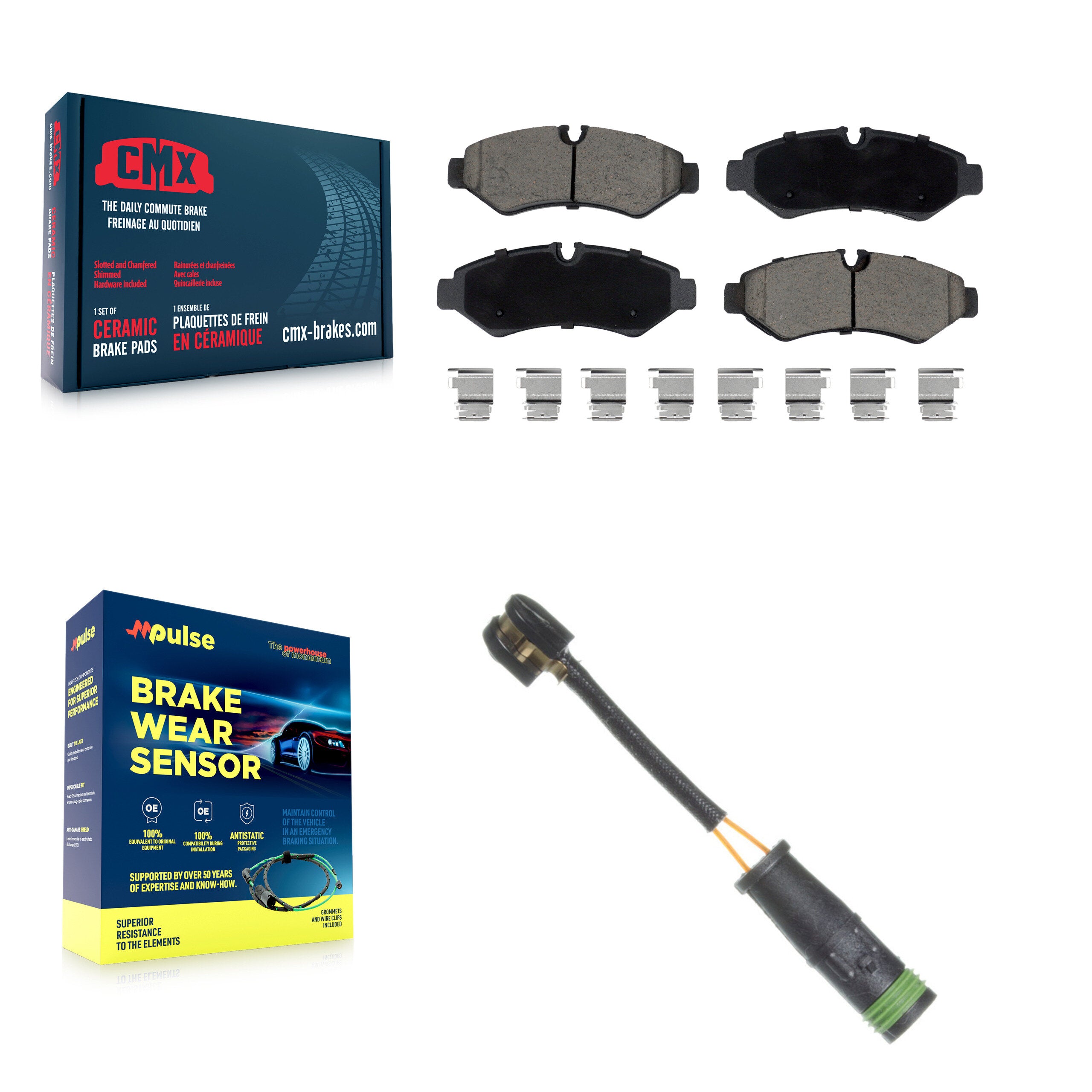 Rear Ceramic Disc Brake Pads Wear Sensor Kit For Mercedes-Benz Sprinter 4500 Freightliner KCW-101256
