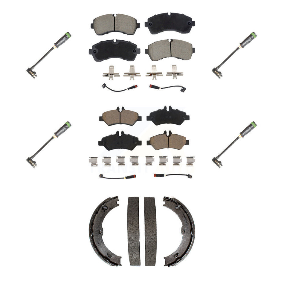 Front Rear Ceramic Brake Pad & Extra Wear Sensor Kit (7Pc) For Freightliner Sprinter 3500 KCW-101268