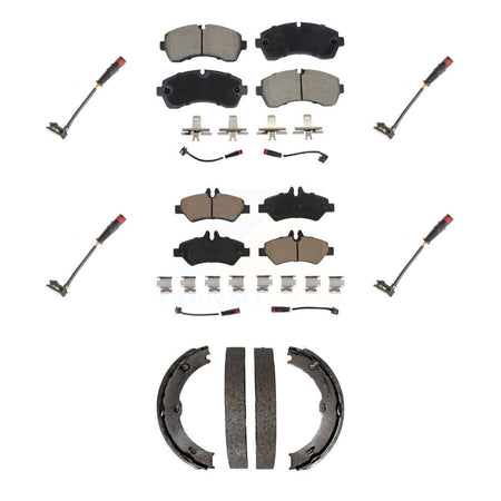 Front Rear Ceramic Brake Pads Extra Wear Sensor Kit (7Pc) For 09 Dodge Sprinter 3500 3.0L KCW-101269
