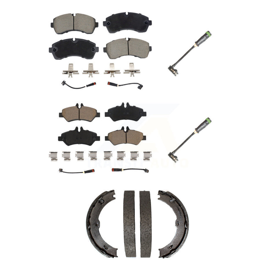 Front Rear Ceramic Brake Pad & Extra Wear Sensor Kit (5Pc) For Freightliner Sprinter 3500 KCW-101271