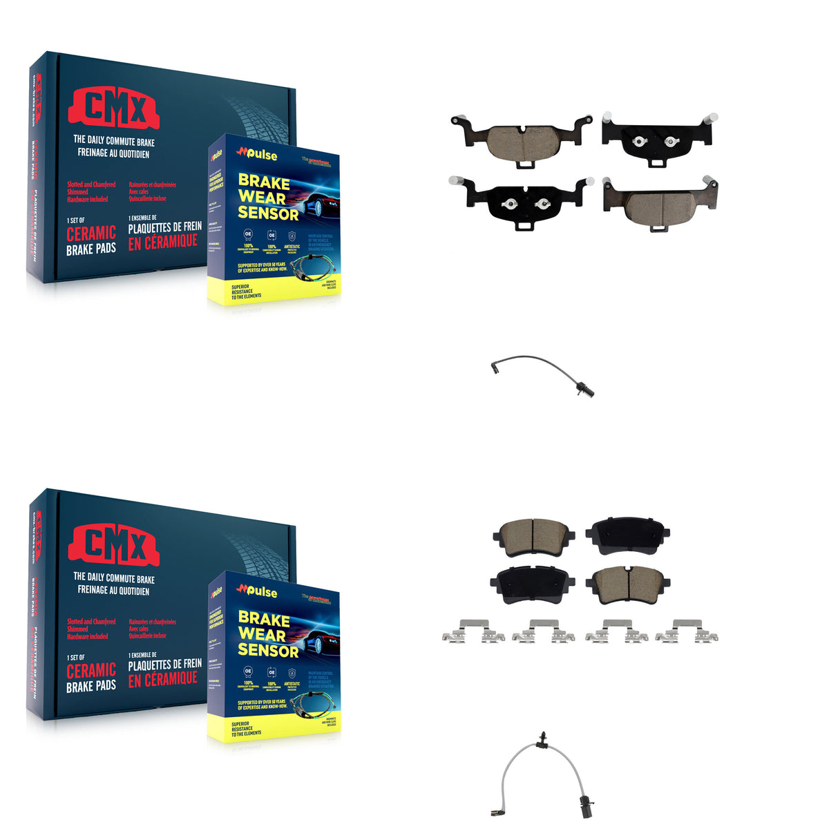 Front Rear Ceramic Disc Brake Pads And Wear Sensors Kit For Audi A6 Quattro 2.0L KCW-101282