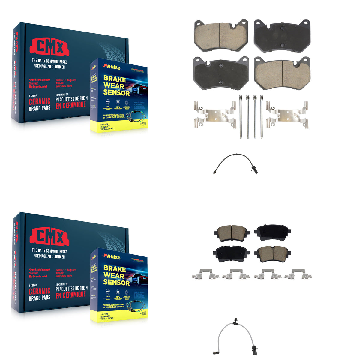 Front Rear Ceramic Disc Brake Pads And Wear Sensors Kit For 2021 Audi Q5 2.0L KCW-101287