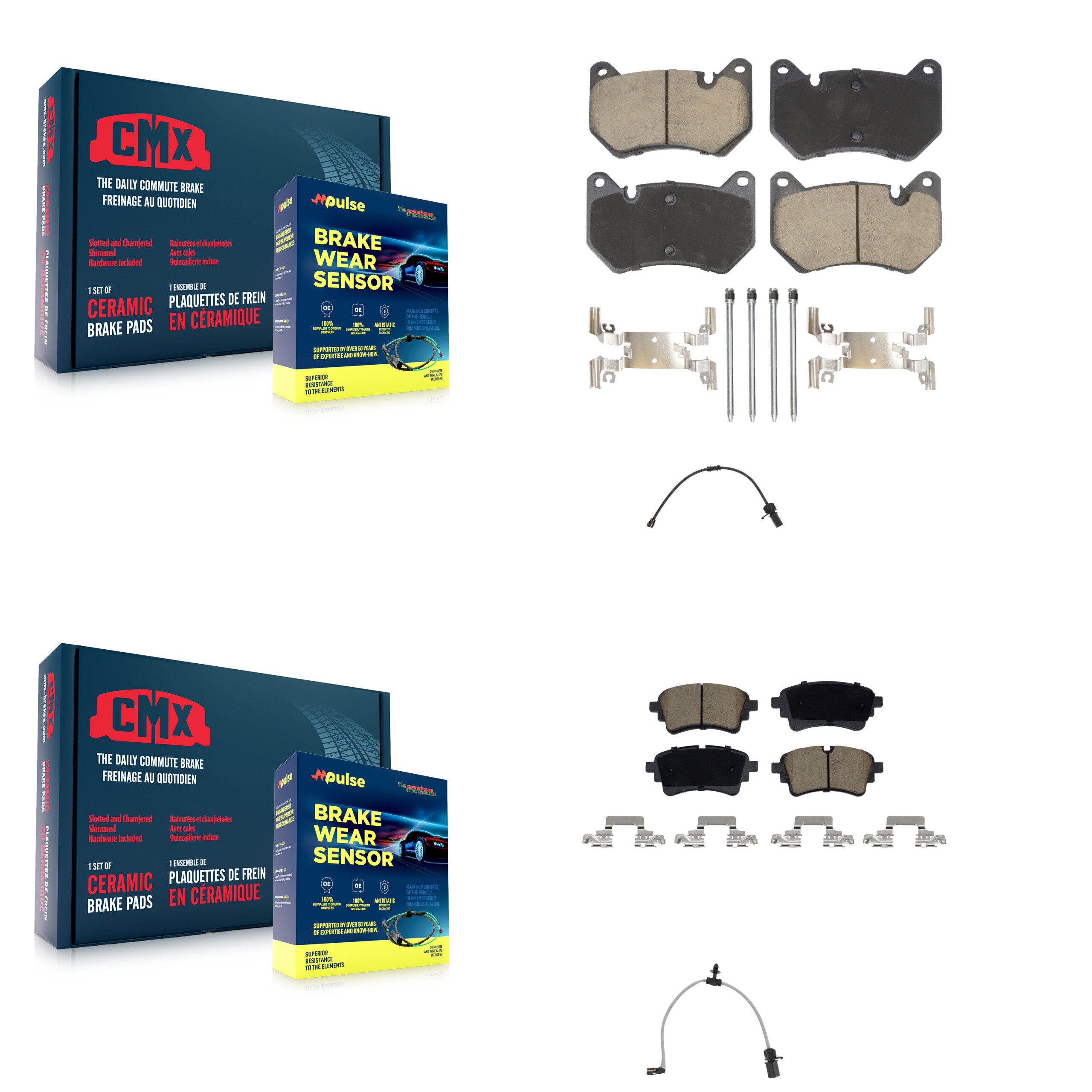Front Rear Ceramic Disc Brake Pads And Wear Sensors Kit For 2021 Audi Q5 2.0L KCW-101287