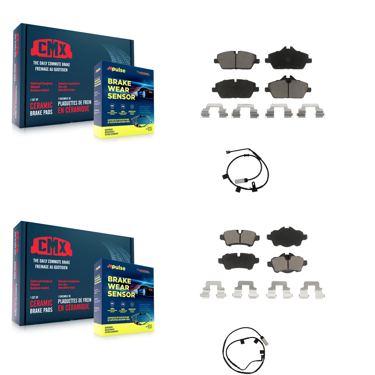 Front Rear Ceramic Disc Brake Pads And Wear Sensors Kit For Mini Cooper KCW-101295