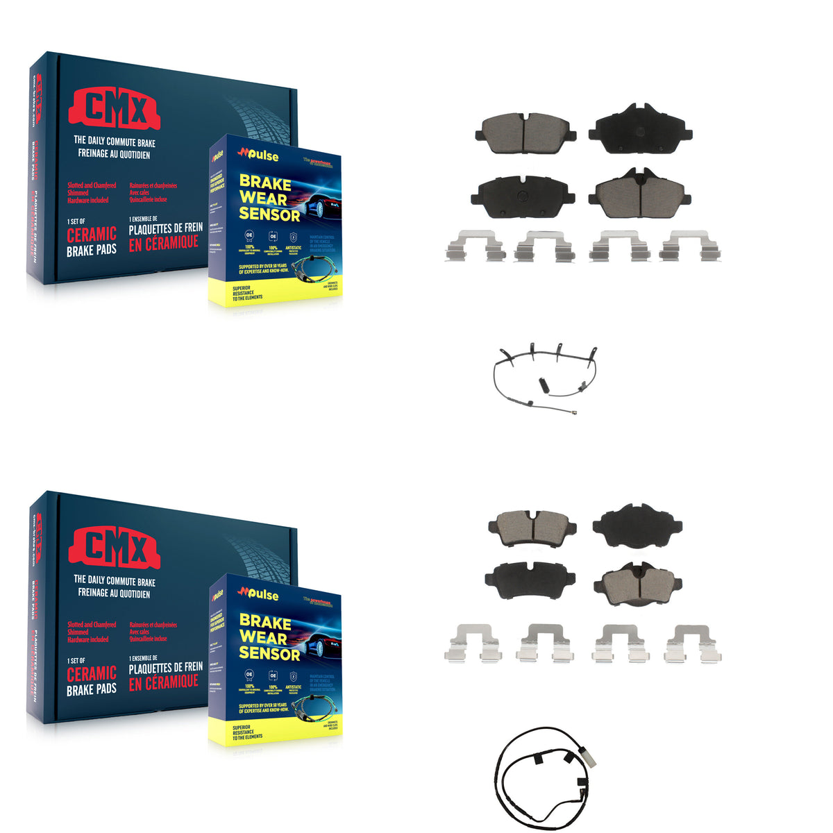 Front Rear Ceramic Disc Brake Pads And Wear Sensors Kit For Mini Cooper KCW-101297