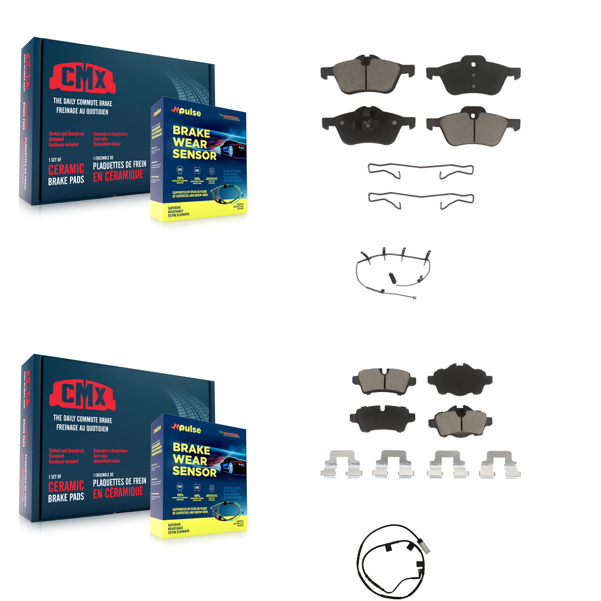 Front Rear Ceramic Disc Brake Pads And Wear Sensors Kit For Mini Cooper KCW-101298