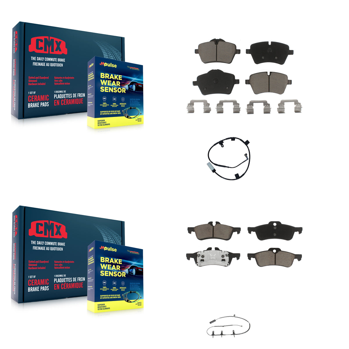 Front Rear Ceramic Disc Brake Pads And Wear Sensors Kit For Mini Cooper KCW-101302